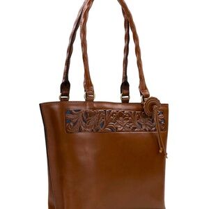 Patricia Nash Elegant Brown Leather Tote Bag